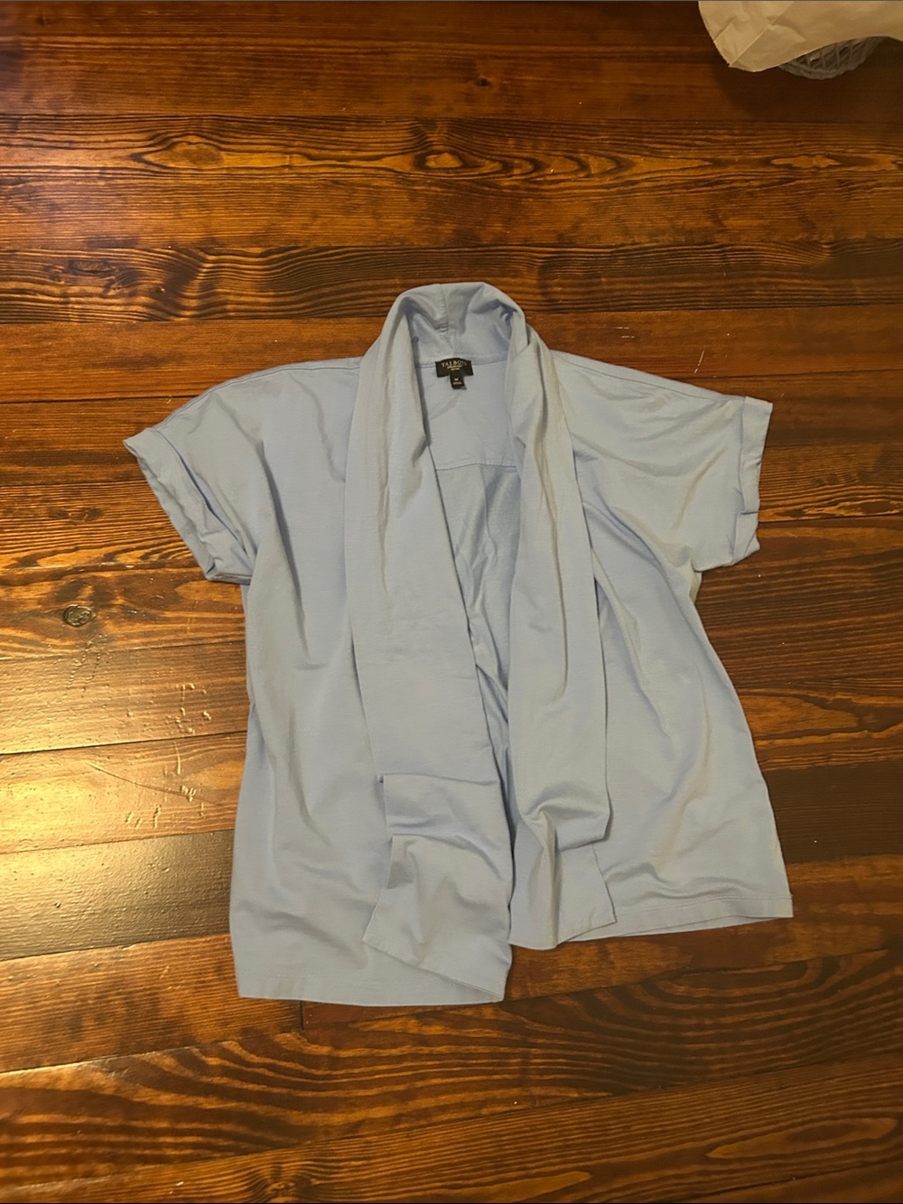 Talbots Pale Blue Short-Sleeve Open Front Cardigan